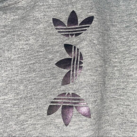 Adidas Originals | Purple Metallic Shimmer Logo Oversized Crop Tee Grey - Picture 5 of 7